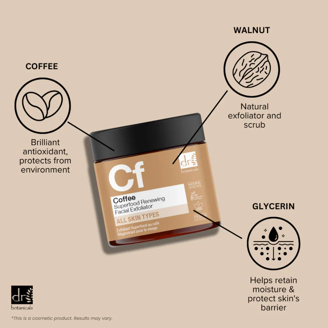 Dr Botanicals Coffee Superfood Renewing Facial Exfoliator - Image 4