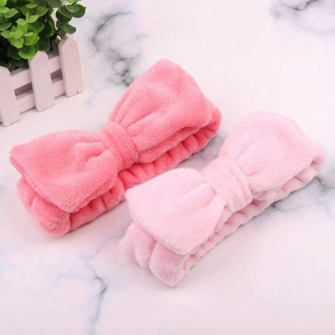 Kandi Trends Fluffy Bow Headband Baby Pink - Image 3